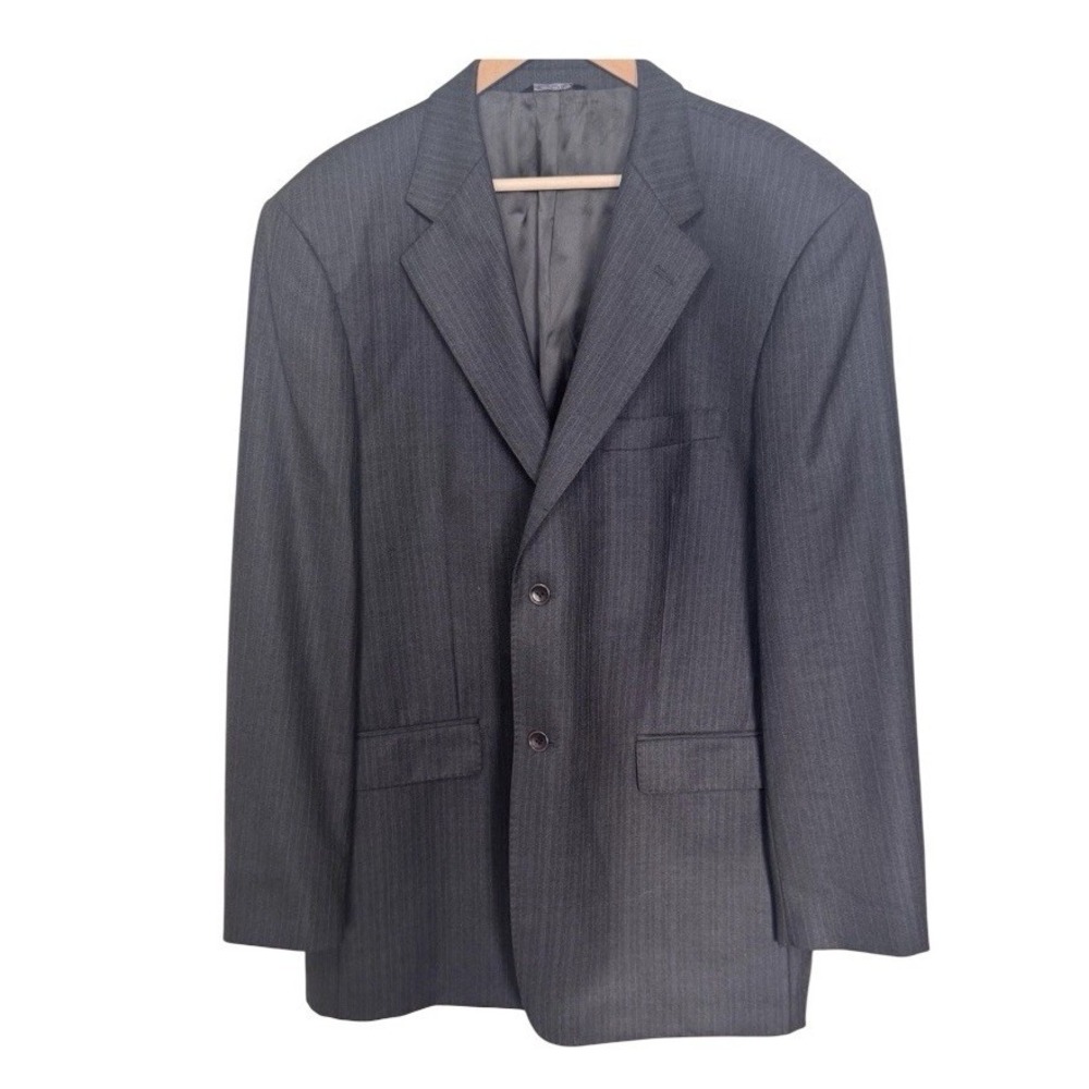 Ermenegildo Zegna Traveller Striped Wool Sport Coat Jacket Sz 44L Italy Gray